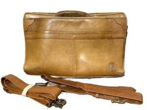 Vintage Leather Briefcase Messenger Bag with Shoulder Strap